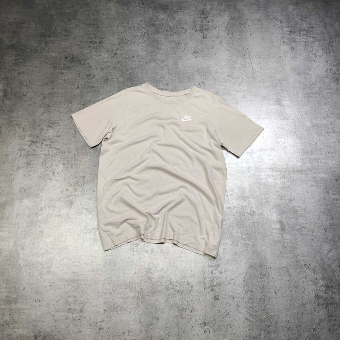 MĘSKA koszulka Bawełna Jasna Kremowa Nike Casual Male Logo Sportowa