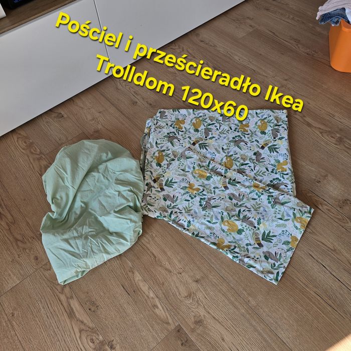 Pościel prześcieradło z gumką Ikea Trolldom 110x125 60x120 bawełna