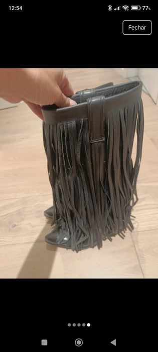 Botas cano alto franjas