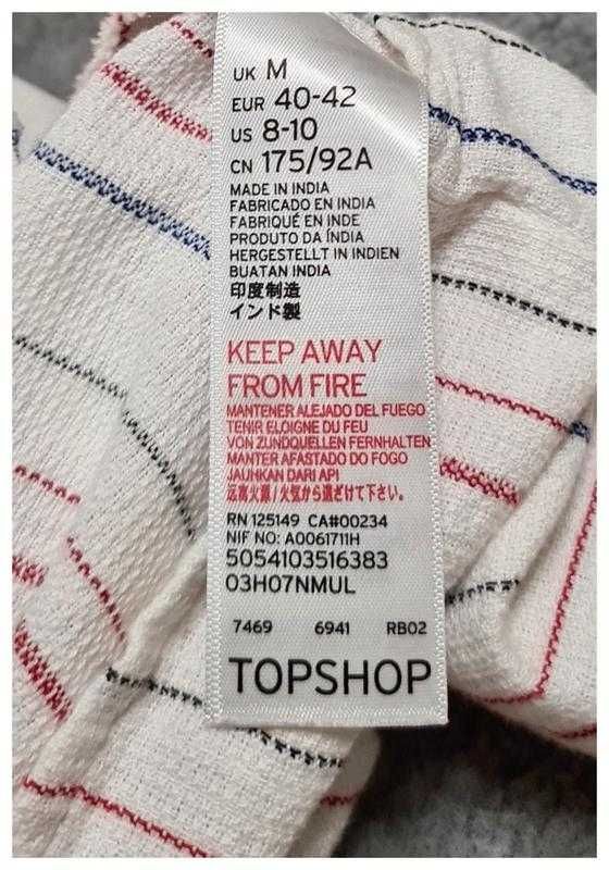 Белый хлопковый сарафан в полоску на бретелях Topshop р. S/М