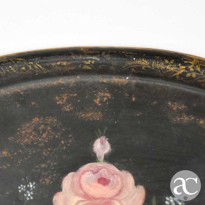 Grande Tabuleiro em folha de metal, pintado à mão, séc. XIX