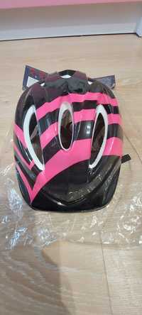 Велосипедний шолом дитячий чорний рожевий для дівчинки