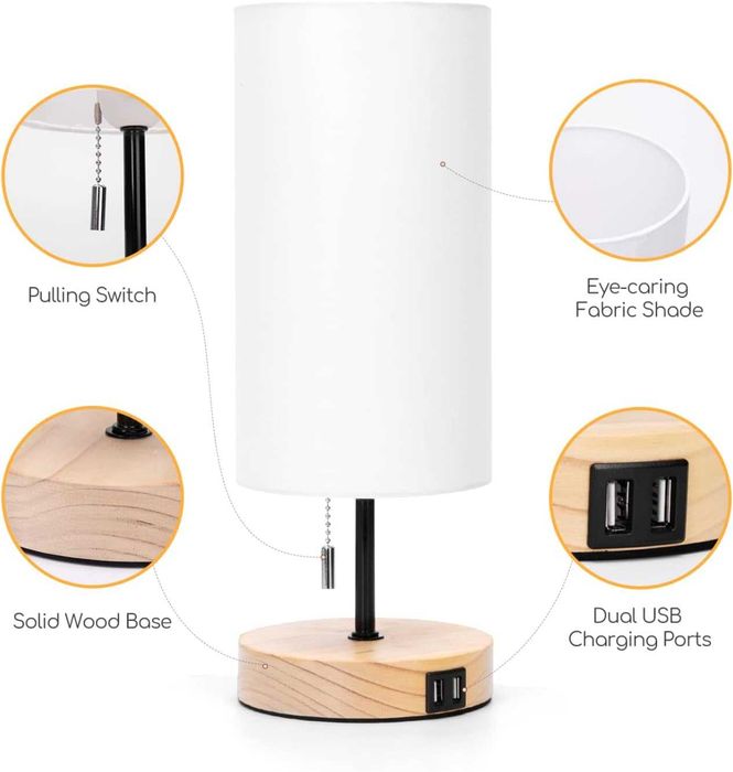 Aigostar Lampka nocna z 2 portami USB