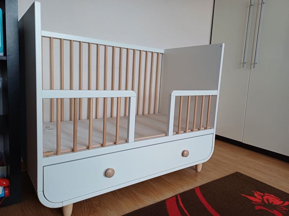 Łóżeczko niemowlęce z szufladą IKEA Myllra 60x120