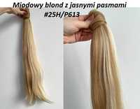 Doczepiany kucyk #25H613 Miodowy blond z jasnymi pasemkami