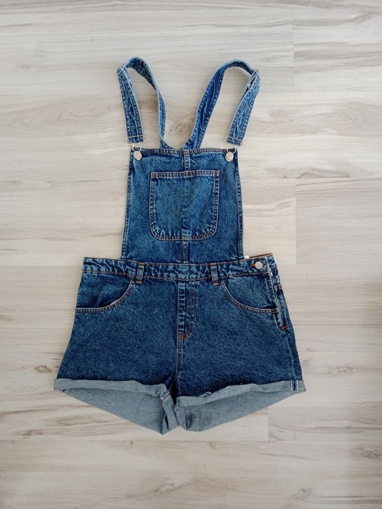 Jeansowe krótkie spodenki damskie ogrodniczki h&m M