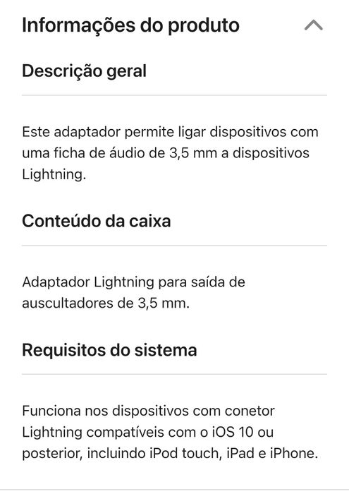 Adaptador APPLE Headphone Lightning