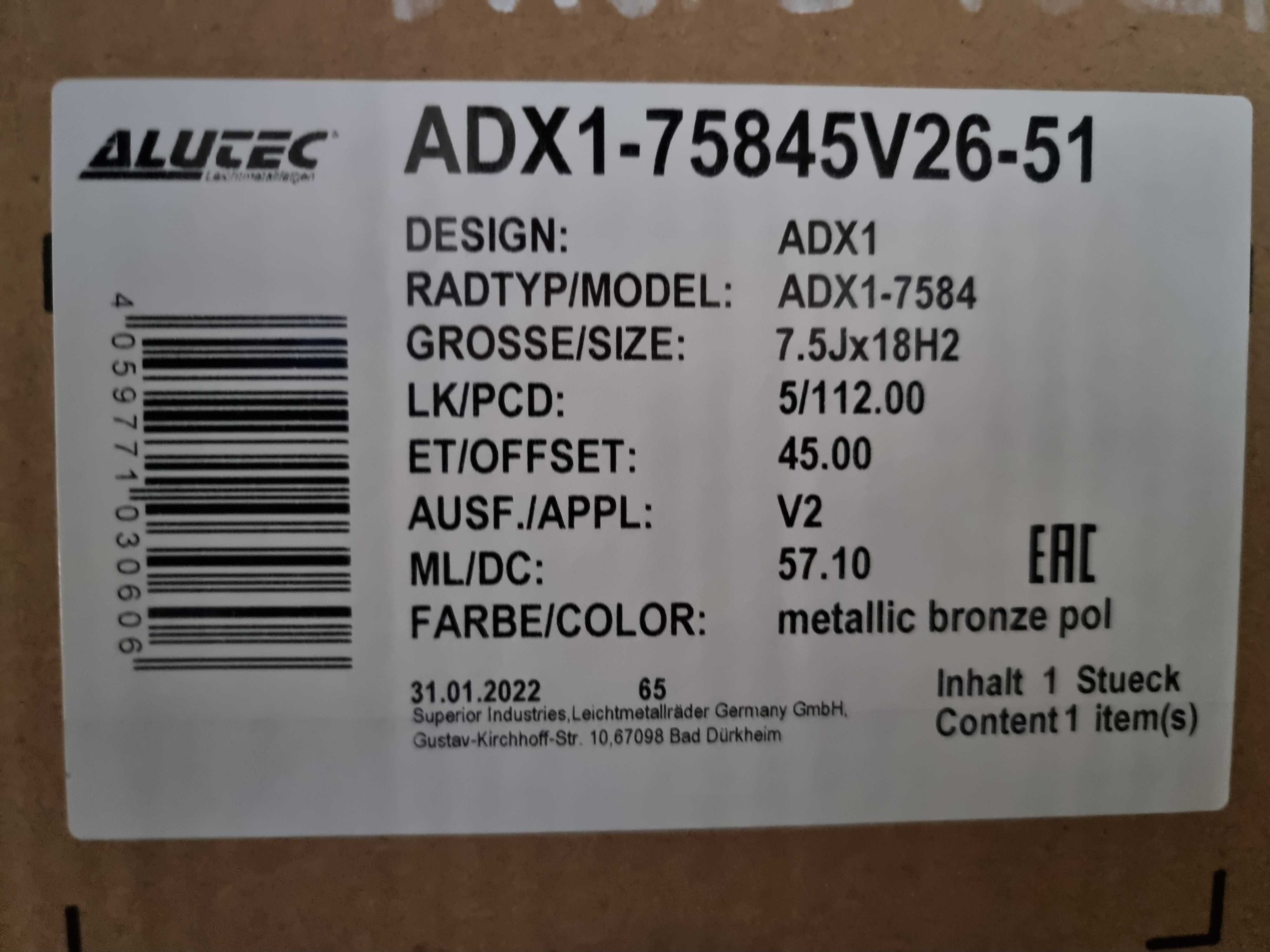 NOWE alufelgi AUDI 18" 5x112 A3 A4 A6 Q2 Q3 TT - Złote