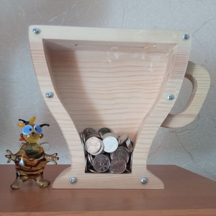 Копилка из дерева,,Чашка"для кафе , для дома или на подарок