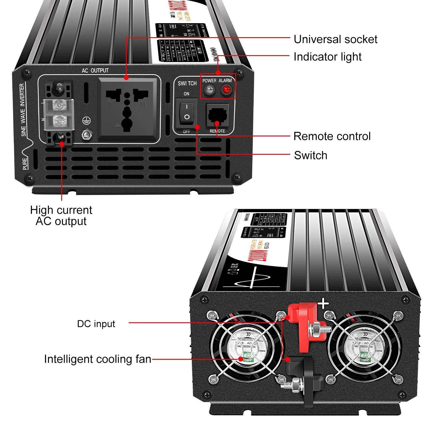 Inversor de Energia Solar de Onda Senoidal Pura * 2000W