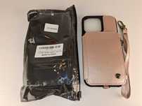 Y045 Etui Portfel iPhone 14 Pro Max Skórzane Różowe Złoto Pasek