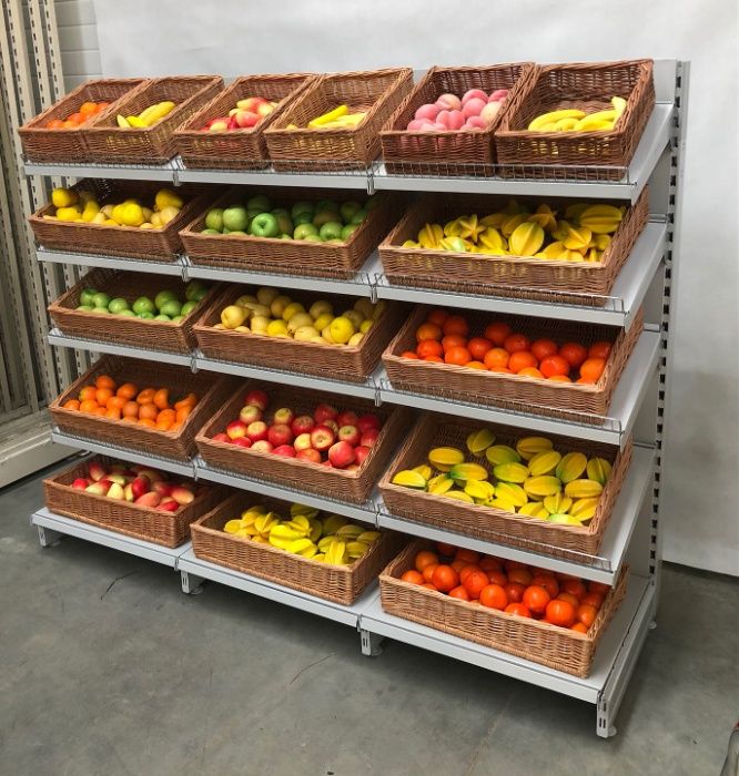 REGAŁ WARZYWNICZY PIEKARNICZY warzywa owoce metalowy sklepowy 2 metry