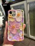 Etui, case, obudowa na telefon Iphone 15 fiolet kwiatki