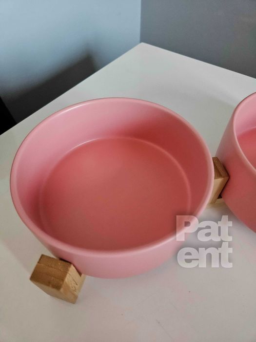 Miski ceramiczne dla psa kota zestaw 2 sztuki x 400 ml różowe