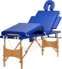 Łóżko do masażu 4-segmentowe drewniane niebieskie/TYLKO WYSYŁKA