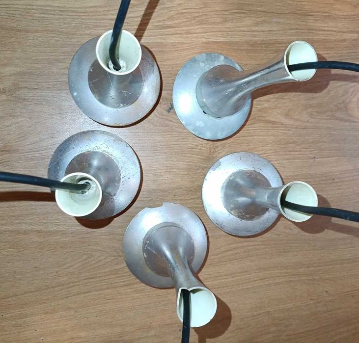 Candeeiro pendente alemão década 1970 de 5 globos