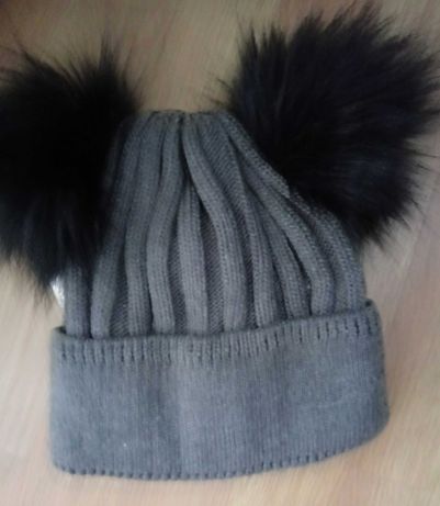 Nowa czapka damska dwa pompony kolekcja zimowa