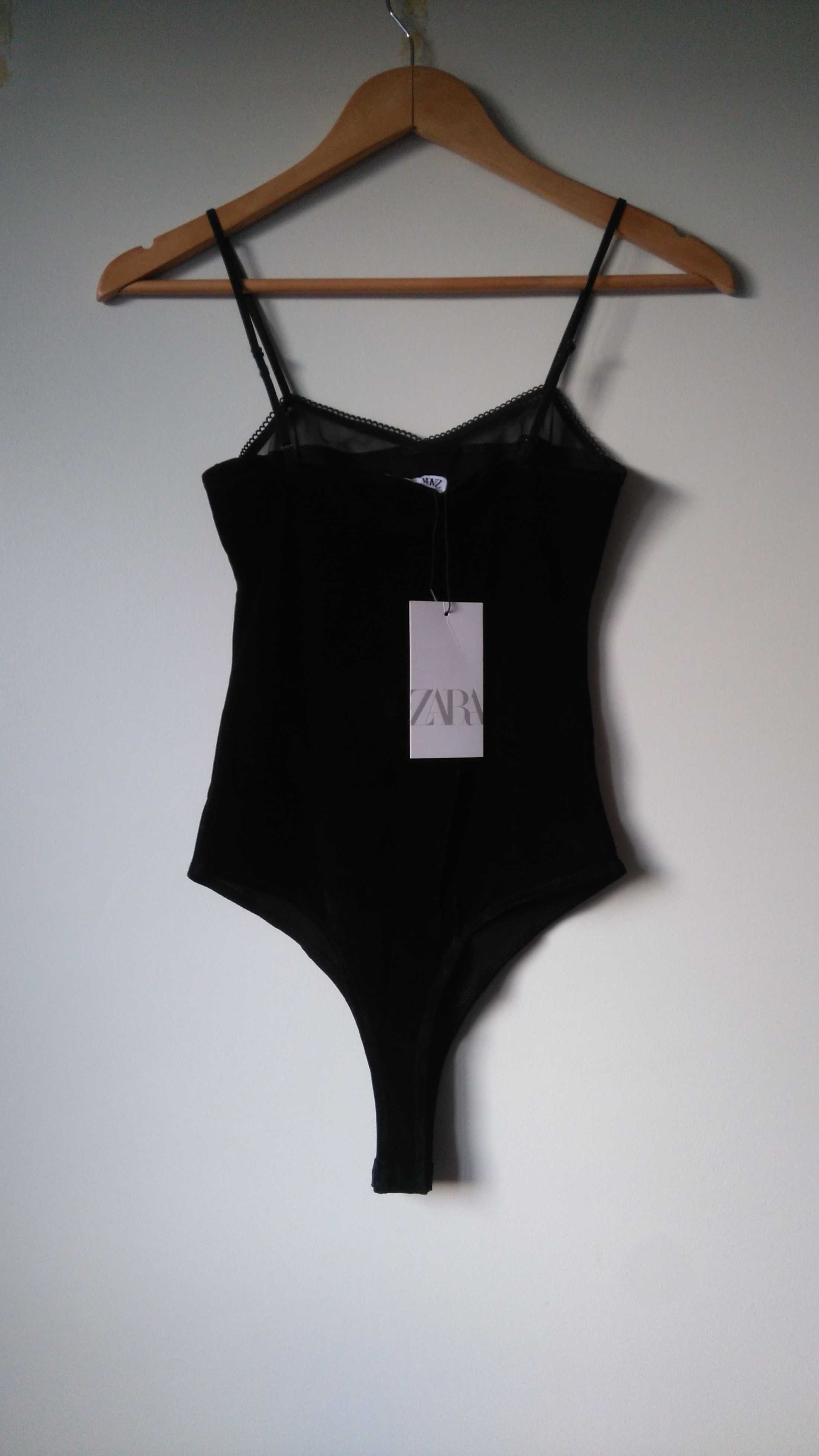 Body de veludo com renda M Zara NOVO c/etiqueta