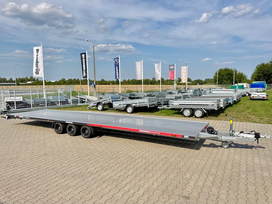 Lorries PL35-8521 laweta na dwa auta 3500kg wypełnienie podłogi ALU 3 osie  podpory stabilizujące najazdy aluminiowe wysuwane 2523 kg ładowności