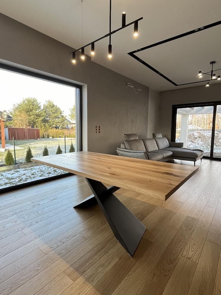 Stół dębowy loft Nowoczesny Dąb Lite Drewno Rustic Jadalnia Żywica