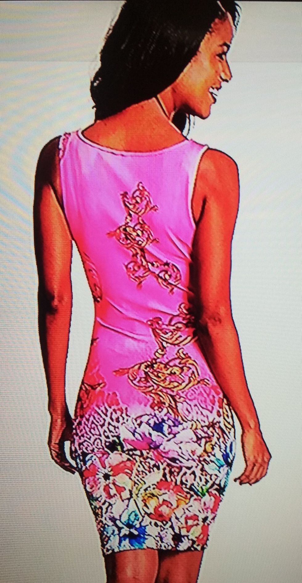 NOWA różowa sukienka z tureckim wzorem r. 36/38 BONPRIX