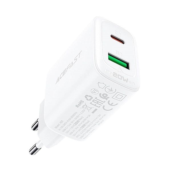 Acefast ładowarka sieciowa USB Typ C / USB 20W, PPS, PD, QC 3.0, AFC,