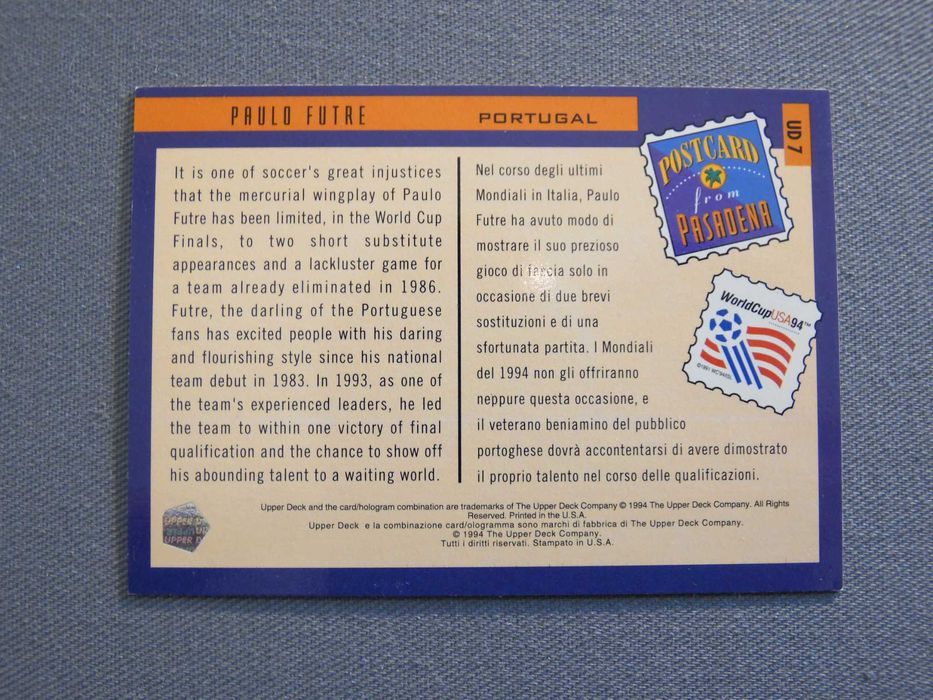Carta Paulo Futre Insert 1994