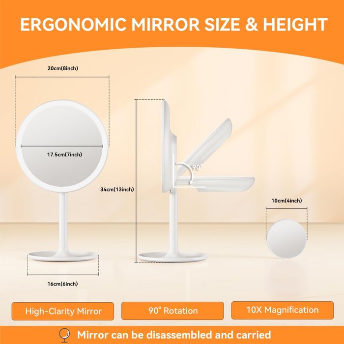 Auxmir Lusterko kosmetyczne z możliwością ładowania, x10