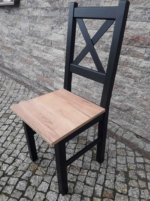 Fajne Krzesla drewniane czarny mat do restauracji baru sale nowe loft