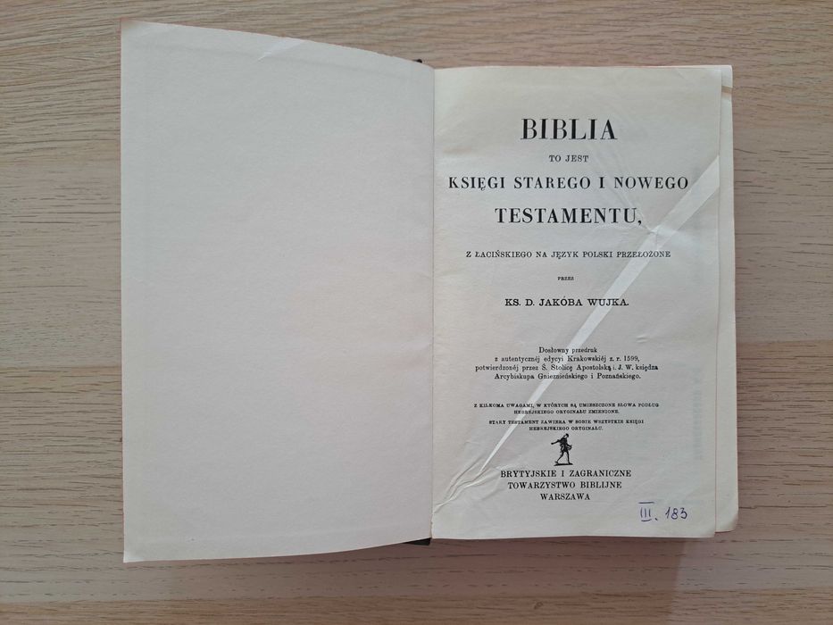 1968 rok. Biblia Święta Jakóba Wujka