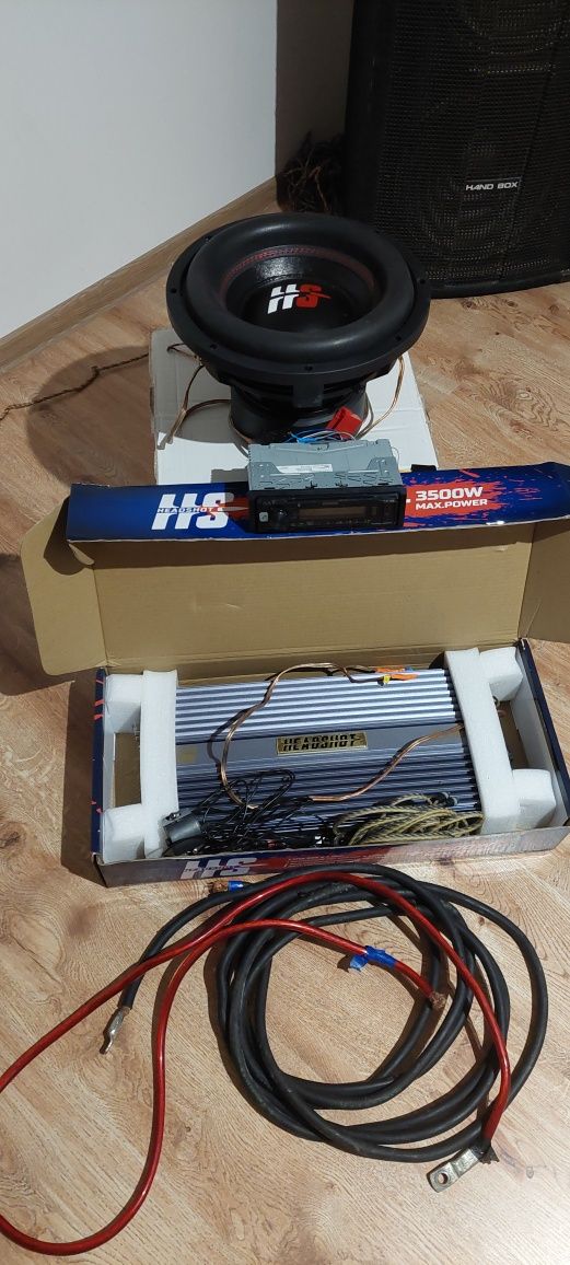 Kicx hs12 1500rms wzmacniacz kicx 1.3500 plus kable spawara 50mm