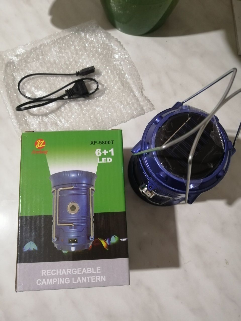 Светодиодный LED фонарь-лампа для кемпинга с солнечной панелью