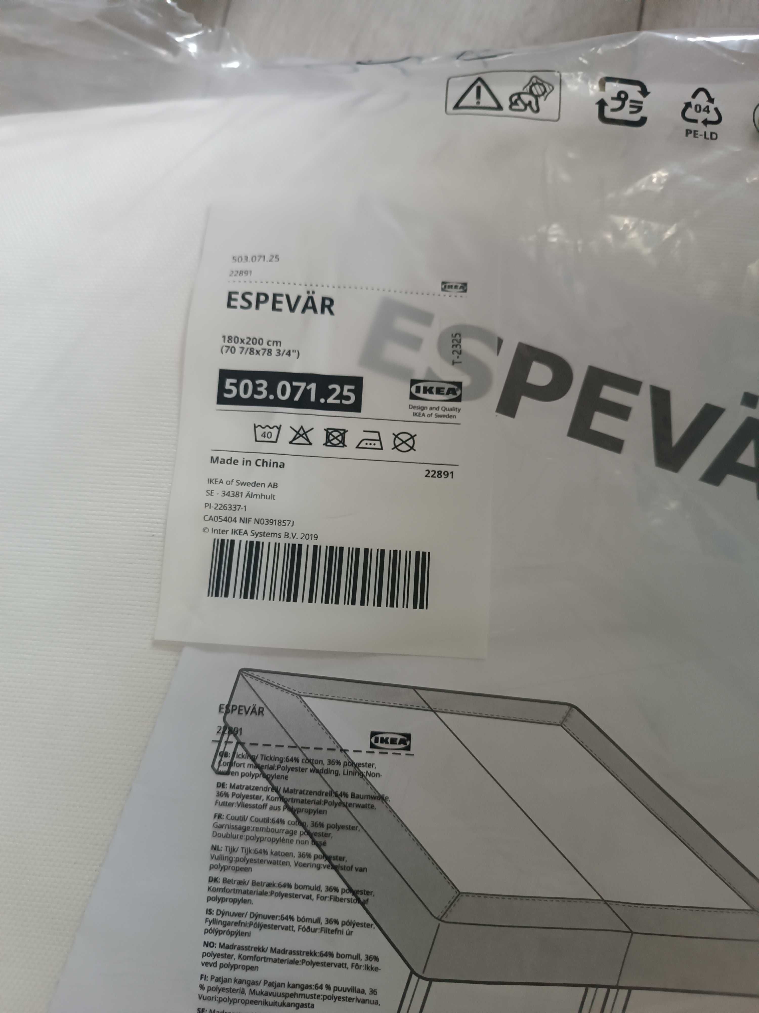 Pokrowiec espevar biały Ikea 180 200 materac