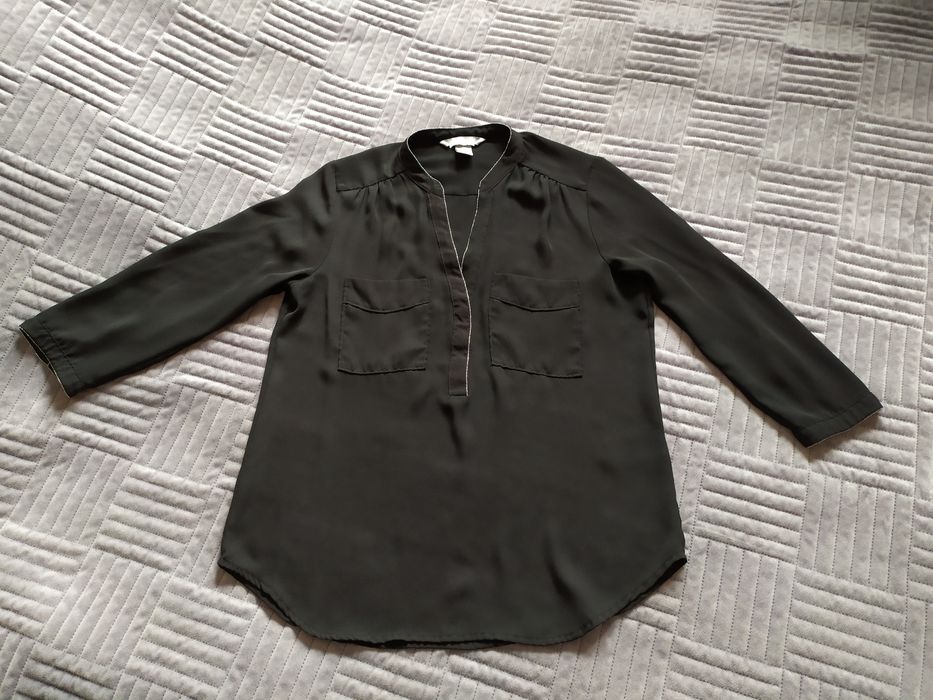 Czarna bluzka koszulowa damska h&m r. 38 M