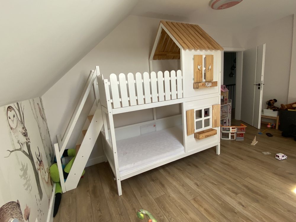 Łóżko piętrowe domek drewniany , super jakość
