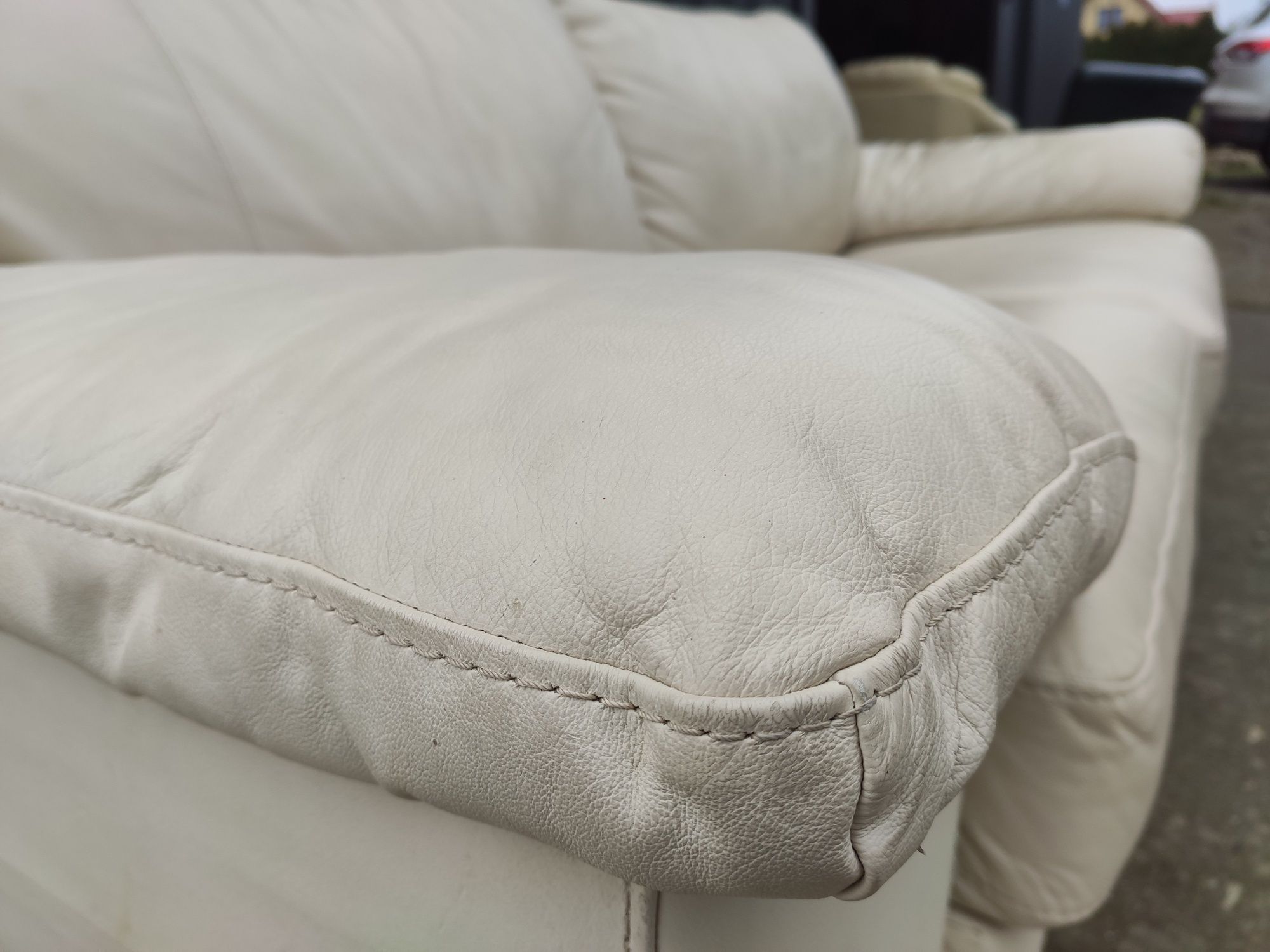 Sofa skórzana 3-osobowa z funkcją spania- skóra naturalna! Okazja