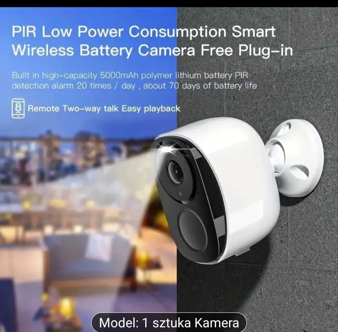 Kamera wifi na baterię ładowana przez usb albo panel solarny 3mpx nowa