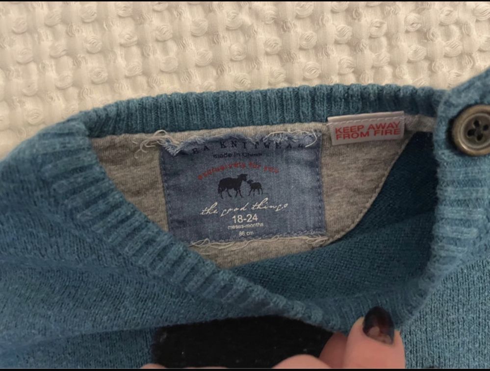 Sweterek ciepły zimowy zara turkusowy święta elegancki 86 18-24 m