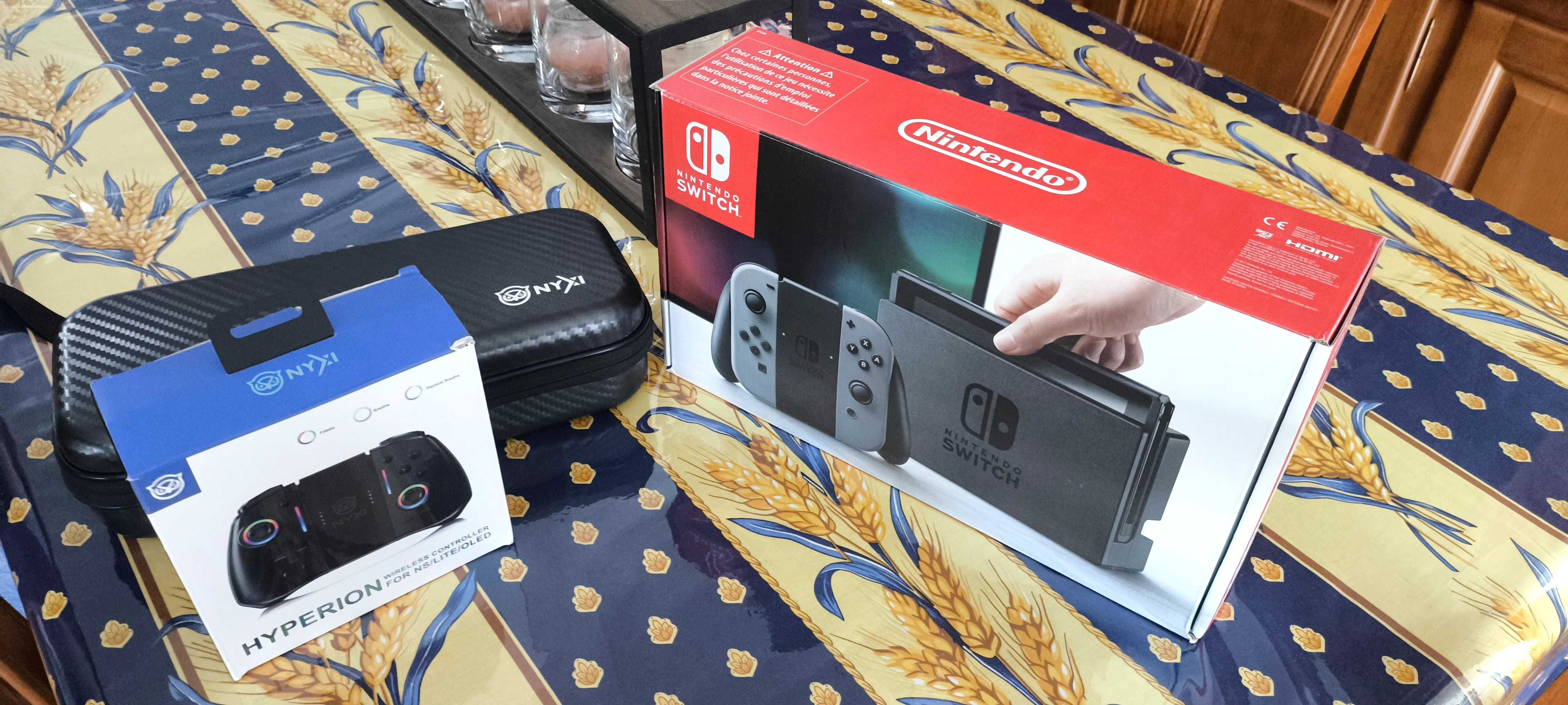 Nintendo switch v1 com joycon pro e mala de viagem nixy