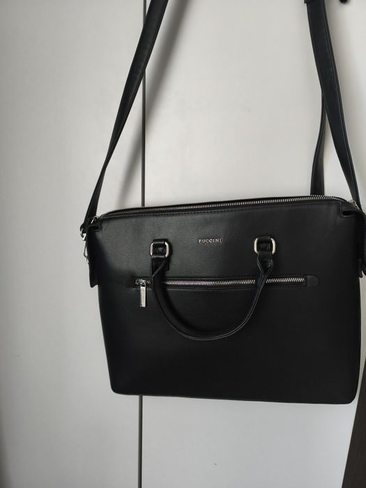 Czarna aktówka torba na laptopa nowa Puccini