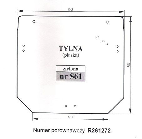 John Deere  5055E  5090M  RM   MC  RC - szyba tylna S 61