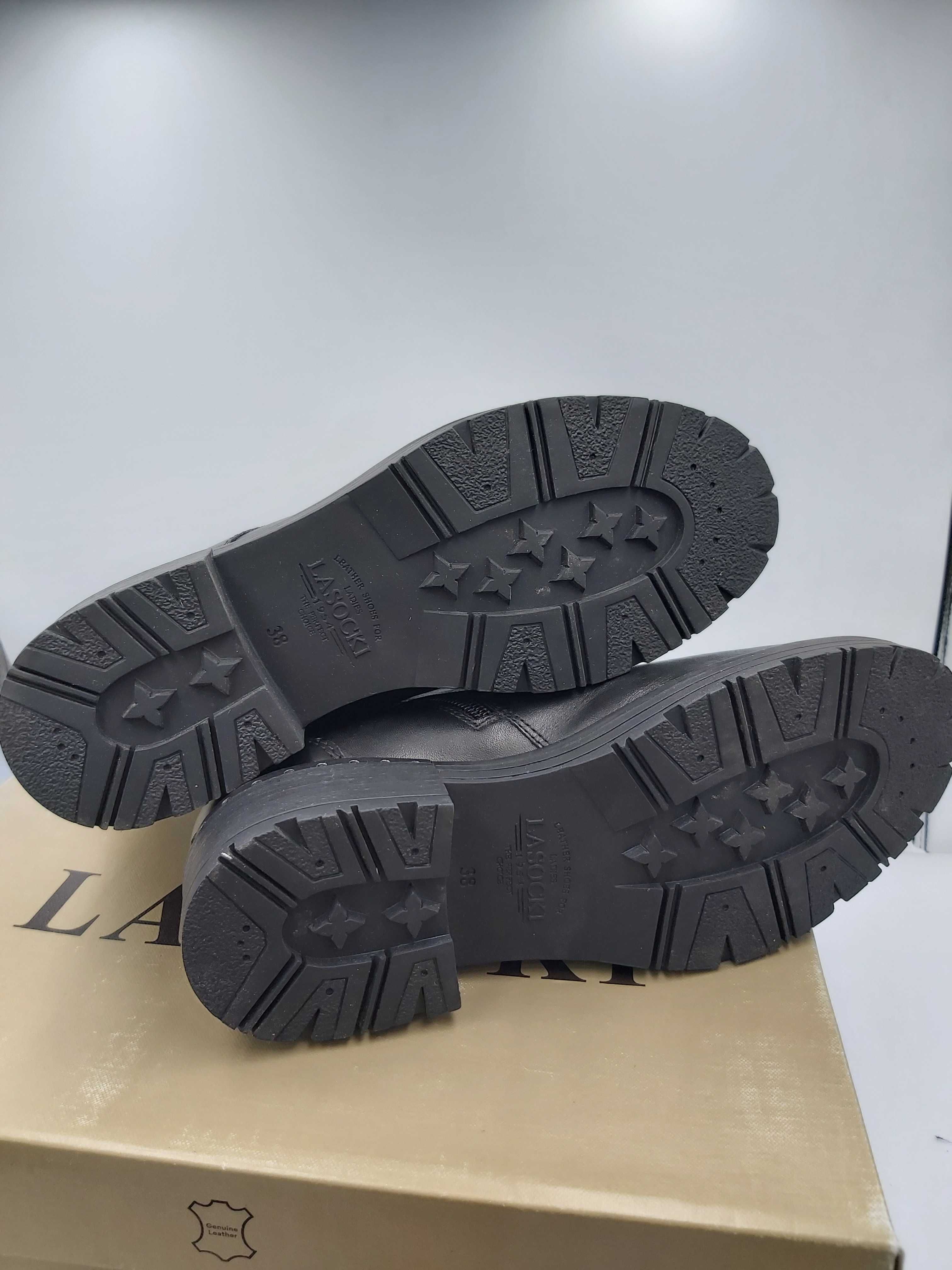 Buty LASOCKI kozaki botki czarne sznurowane rozmiar 38