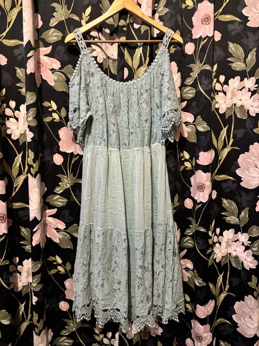 Miętowa sukienka boho