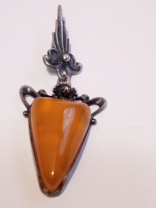 Серебро СССР, серебряные янтарные серьги СССР