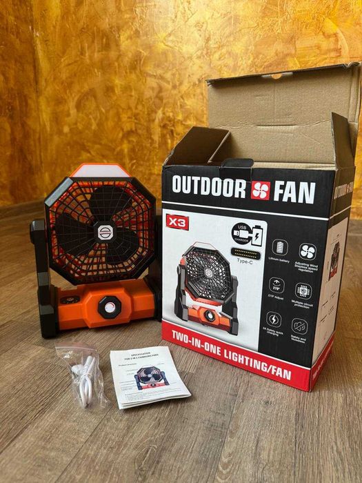 Вентилятор з акумулятором LED ліхтар Outdoor Fan X3 новий