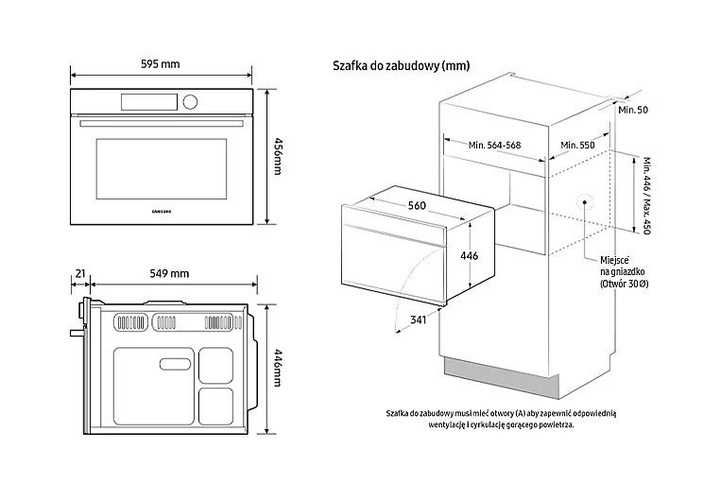 Samsung Kuchenka mikrofalowa do zabudowy, 50l, 900W NQ5B4313GBS A-