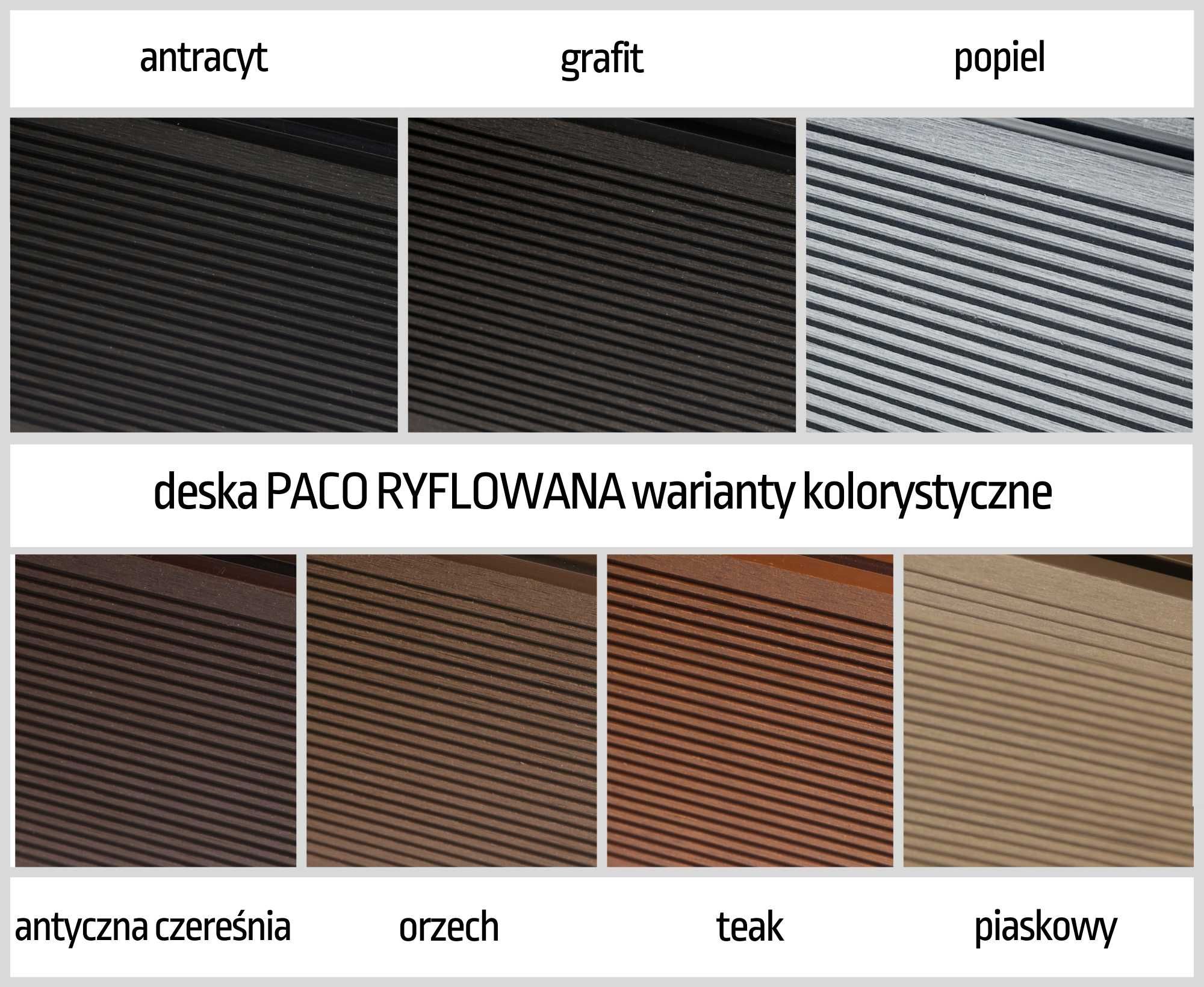 deska tarasowa kompozytowa PACO 3D PACO RYFLOWANA różne dł. do 1,3m