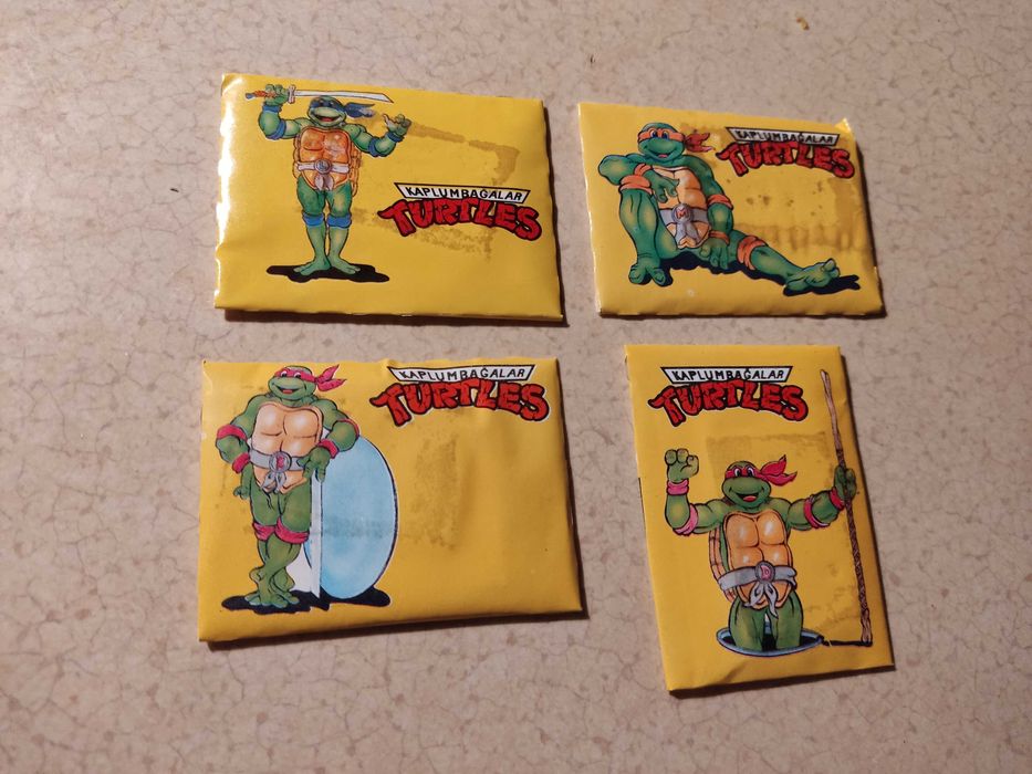 Gumy do żucia Turtles Wojownicze Żółwie Ninja 4szt.Lata 90