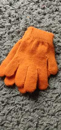 Rękawiczki cienkie pięciopalczoste rudy kolor 7-8 lat