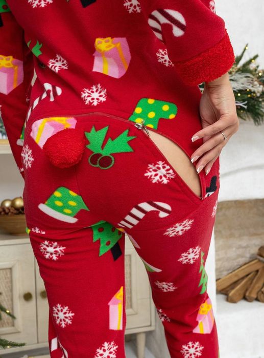 Новорічний подарунок дівчині--Різдвяна тепла Попожама на флісі